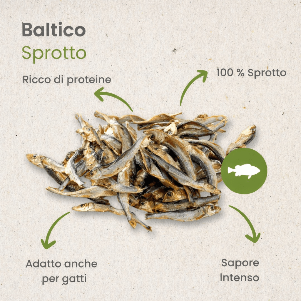 Spratti Essiccati per Cani 100% Naturali – Snack di Pesce Ricco di Omega 3 per cani - ZampAmico