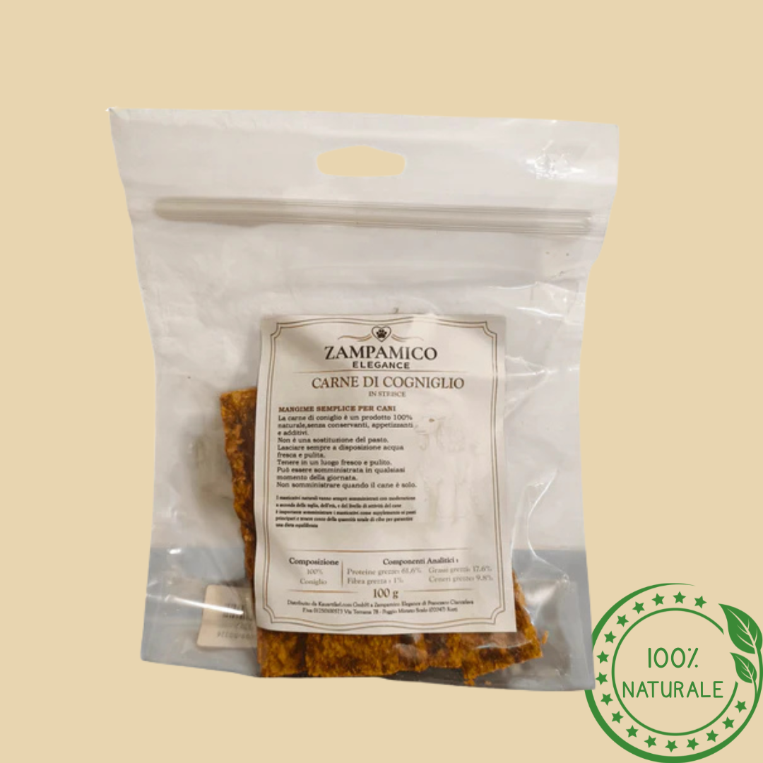 Striscioline di Coniglio per Cani – Snack Naturale Spezzabile e Leggero