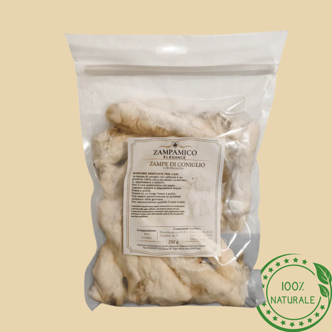 Zampe di Coniglio con Pelo – Snack Naturale per Cani Ricco di Calcio e Fibre