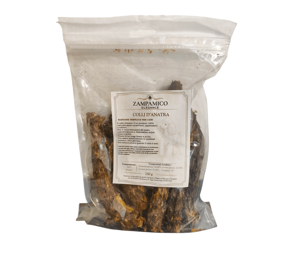 Colli d’Anatra Essiccati per Cani 100% Naturali – Snack Masticativo Lungo per cani - ZampAmico