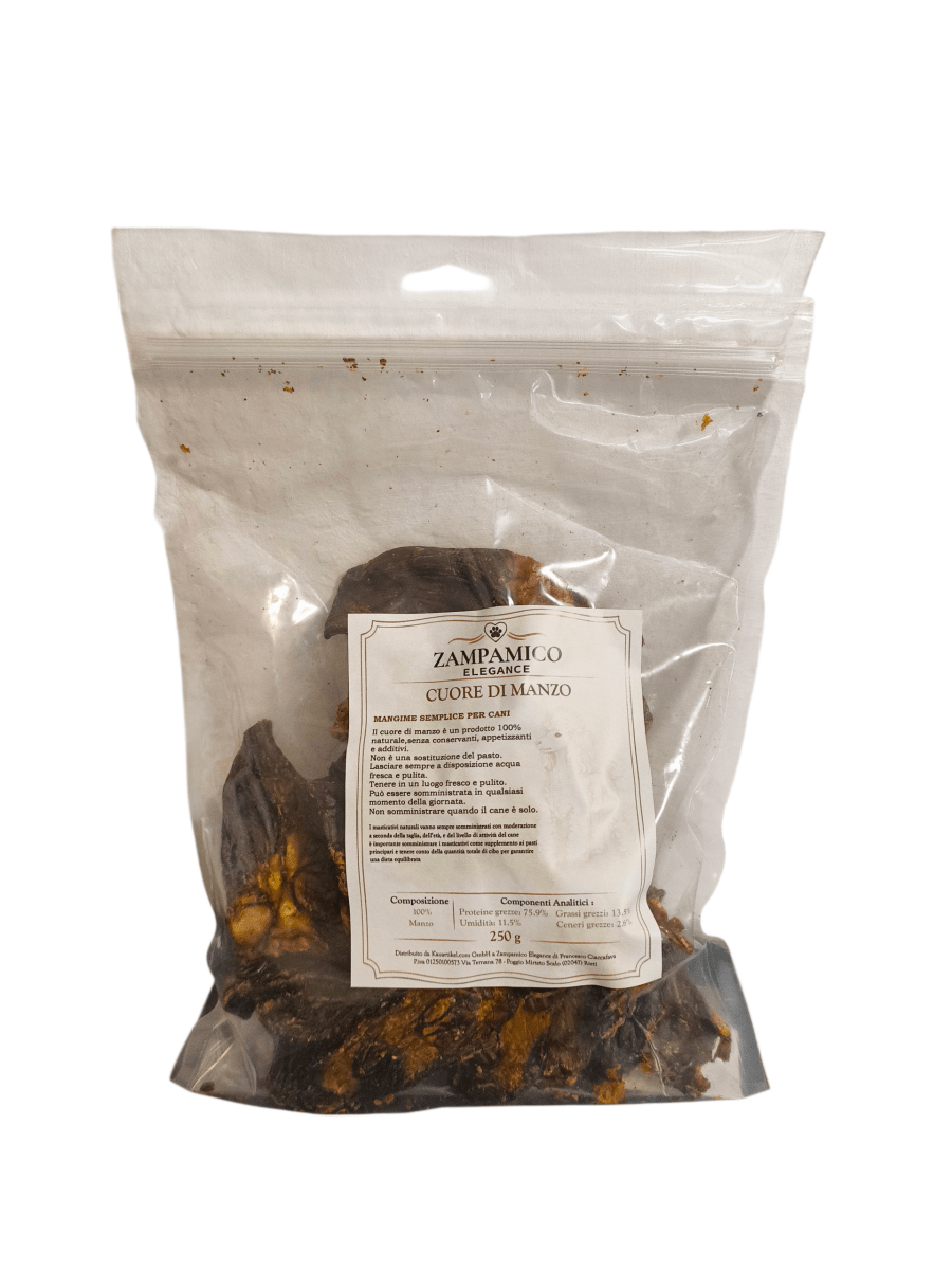 Cuore di Manzo Essiccato per Cani – Snack Proteico e Naturale per cani - ZampAmico