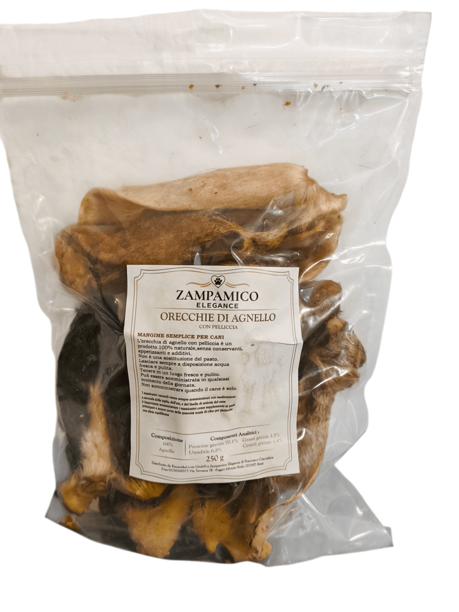 Orecchie di Agnello con Pelo – Snack Naturale per Cani Proteico e Digestivo per cani - ZampAmico