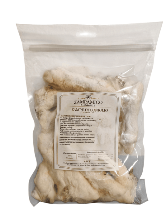 Zampe di Coniglio con Pelo – Snack Naturale per Cani Ricco di Calcio e Fibre per cani - ZampAmico